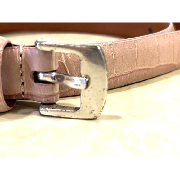 Woman's Ralph Lauren Belt Genuine Leather Faux Reptile Croc Pattern 3/4” Wide M - Picture 3 of 8